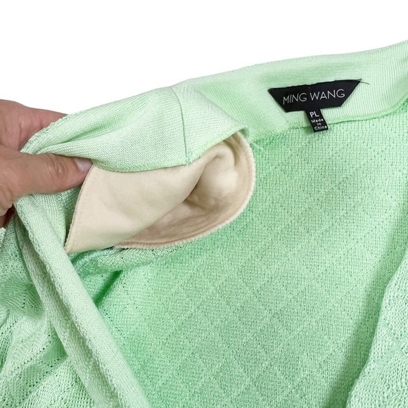 Ming Wang Womens Cardigan Sweater Mint Green Peplum V Neck Clasp Sz PL - Picture 3 of 10